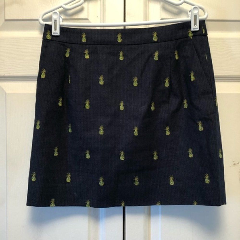J. Crew Factory Navy Blue Pineapple Skirt